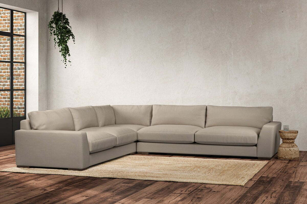 Guddu Grand Left Hand Corner Sofa - Recycled Cotton Stone