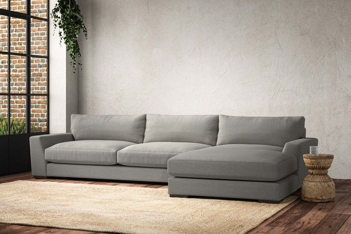Guddu Grand Right Hand Chaise Sofa - Brera Linen Smoke
