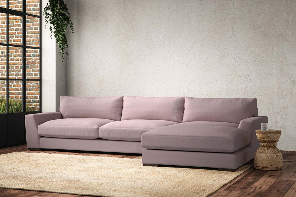 Guddu Grand Right Hand Chaise Sofa - Recycled Cotton Lavender