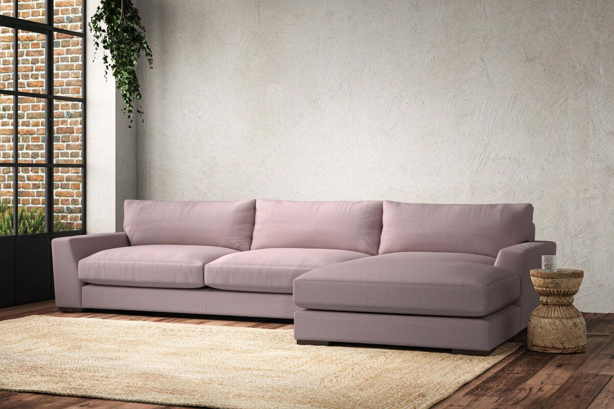 Guddu Grand Right Hand Chaise Sofa - Recycled Cotton Lavender