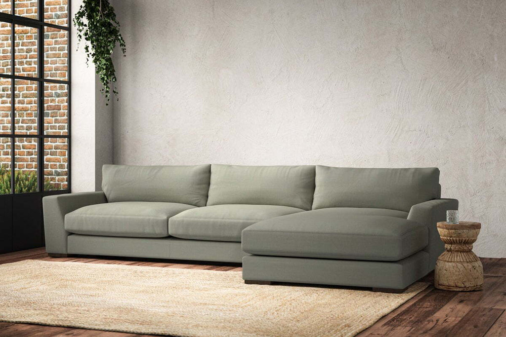 Guddu Grand Right Hand Chaise Sofa - Recycled Cotton Seaspray