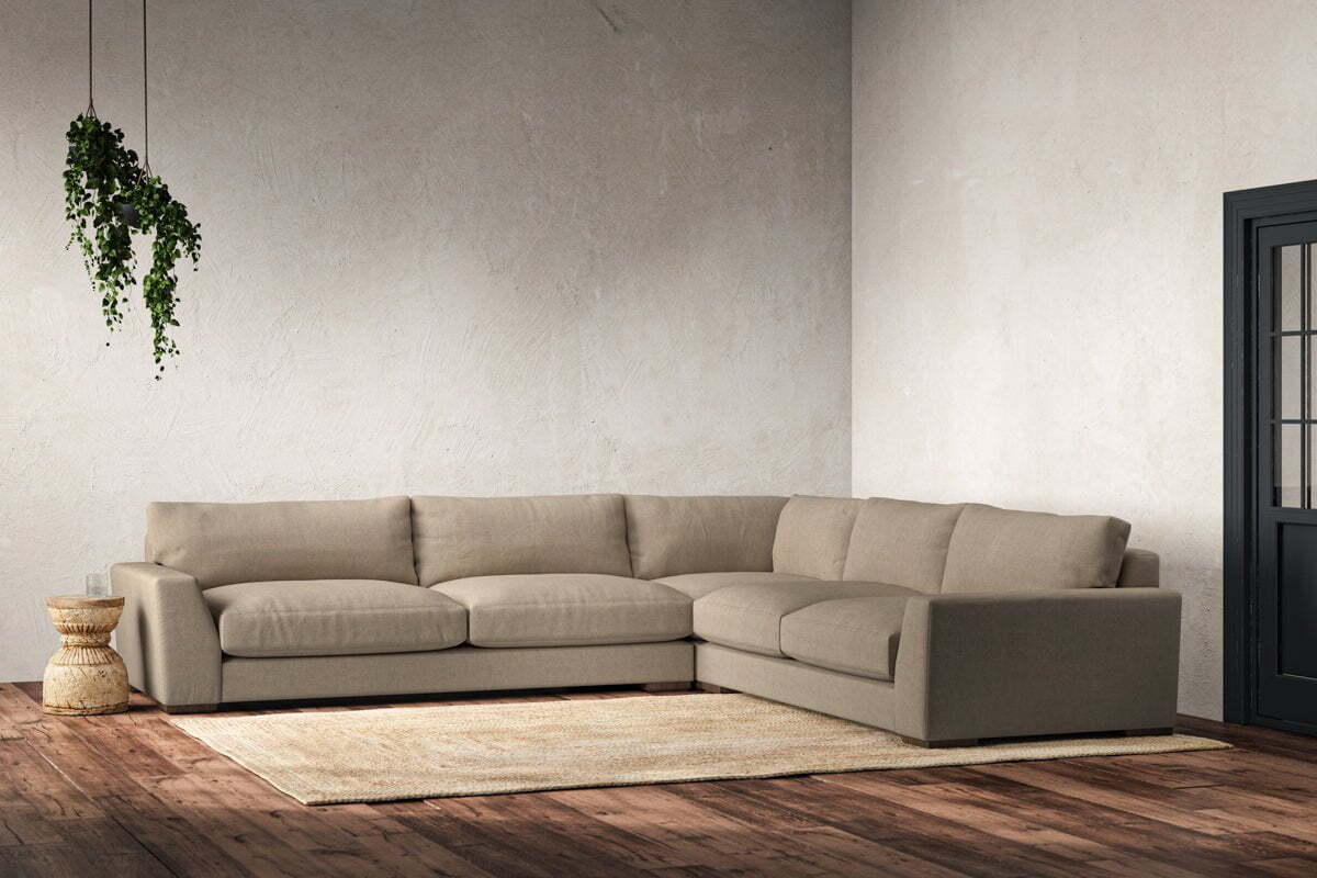 Guddu Grand Right Hand Corner Sofa - Brera Linen Pebble