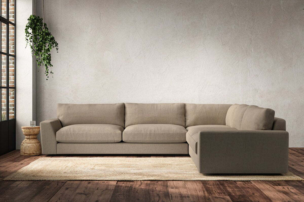 Guddu Grand Right Hand Corner Sofa - Brera Linen Pebble