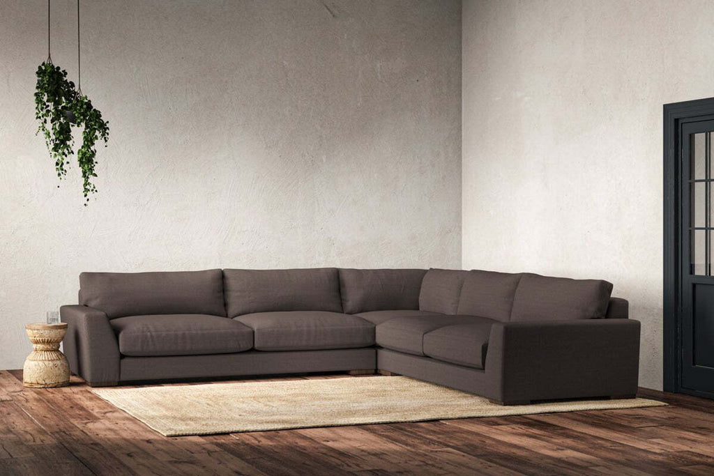 Guddu Grand Right Hand Corner Sofa - Recycled Cotton Mocha
