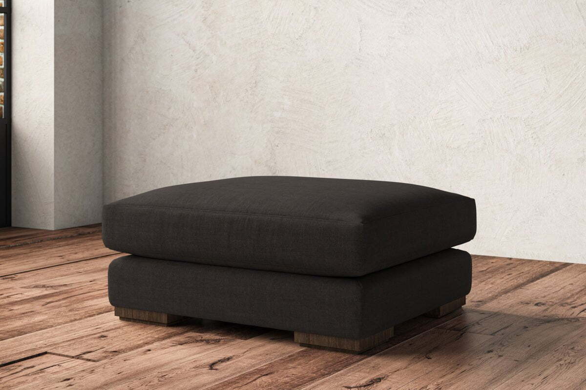 Guddu Large Footstool - Brera Linen Espresso