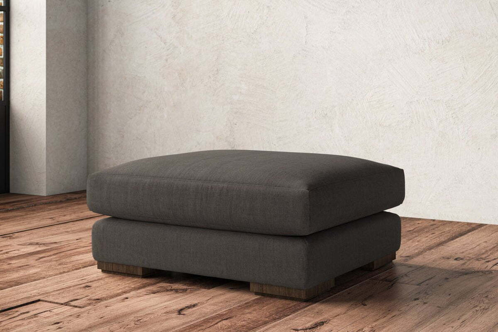 Guddu Large Footstool - Brera Linen Granite