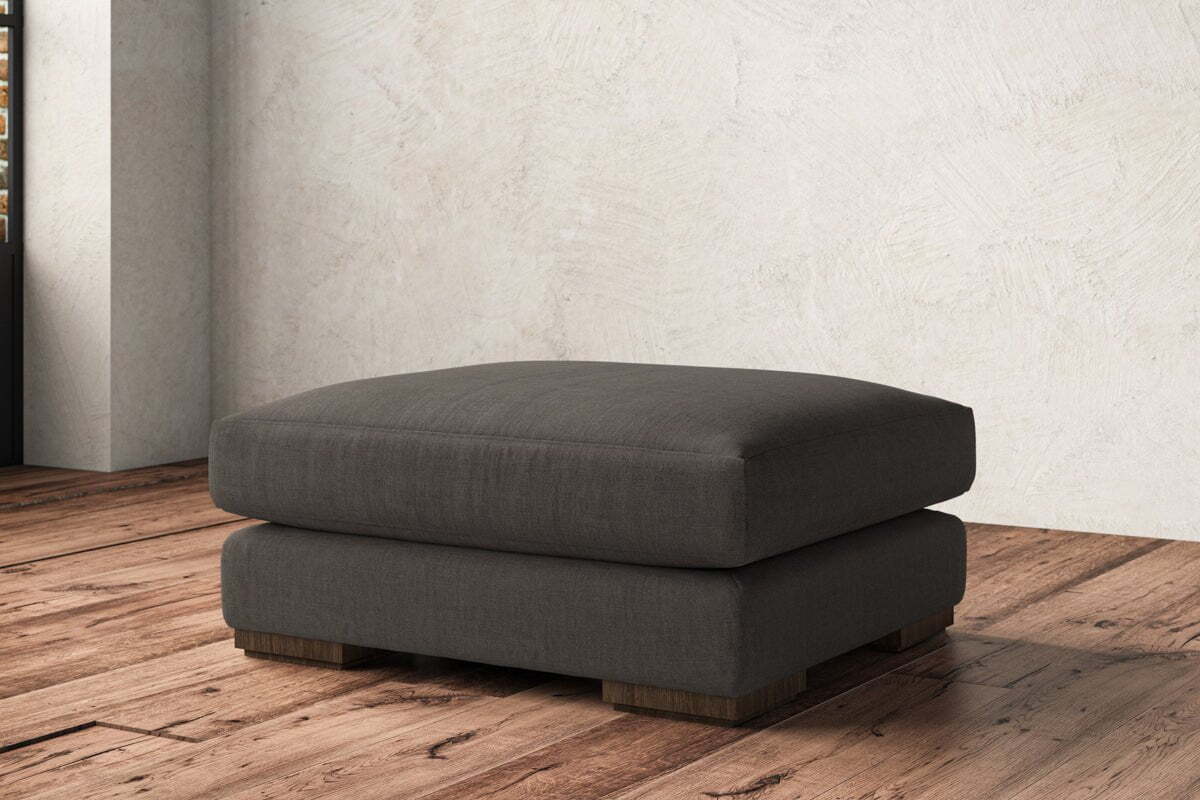 Guddu Large Footstool - Brera Linen Granite