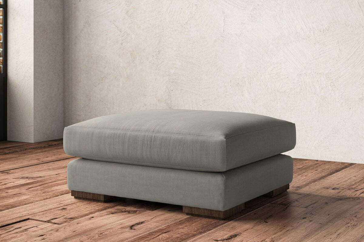 Guddu Large Footstool - Brera Linen Smoke