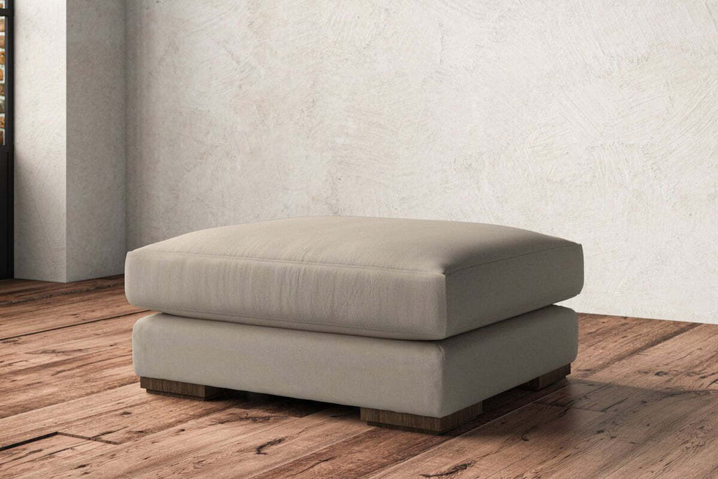 Guddu Large Footstool - Recycled Cotton Stone