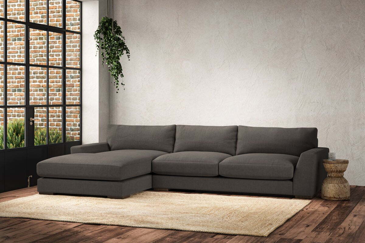 Guddu Large Left Hand Chaise Sofa - Brera Linen Granite