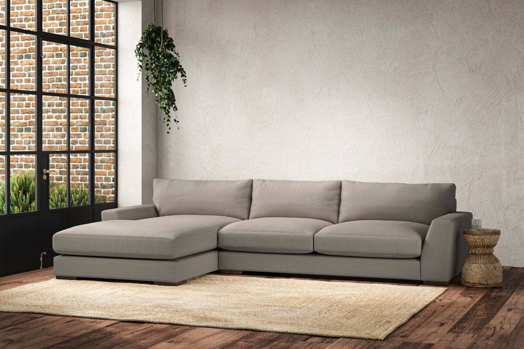 Guddu Large Left Hand Chaise Sofa - Recycled Cotton Flax