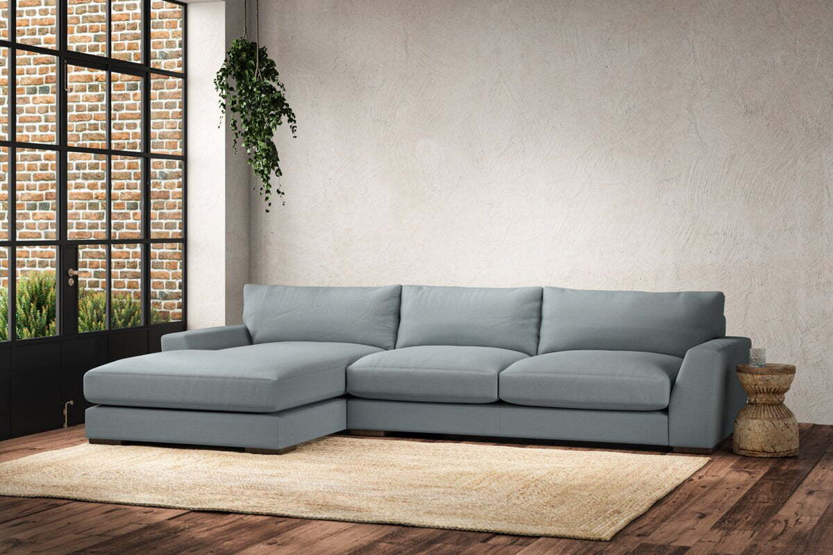 Guddu Large Left Hand Chaise Sofa - Recycled Cotton Horizon