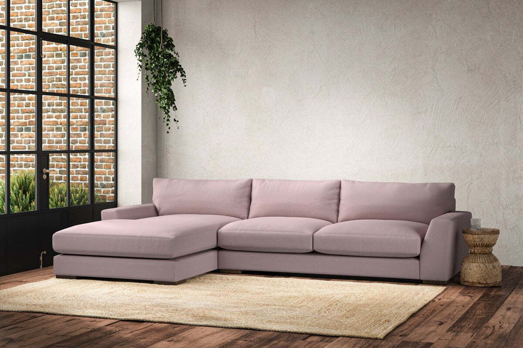 Guddu Large Left Hand Chaise Sofa - Recycled Cotton Lavender