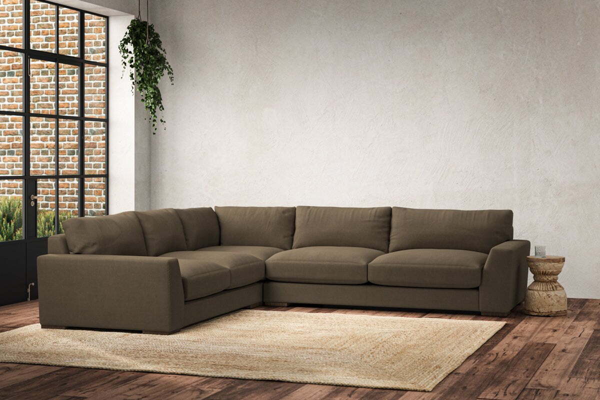 Guddu Large Left Hand Corner Sofa - Brera Linen Chestnut