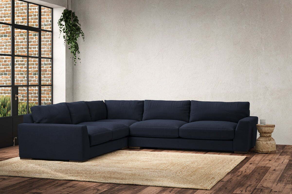 Guddu Large Left Hand Corner Sofa - Brera Linen Indigo
