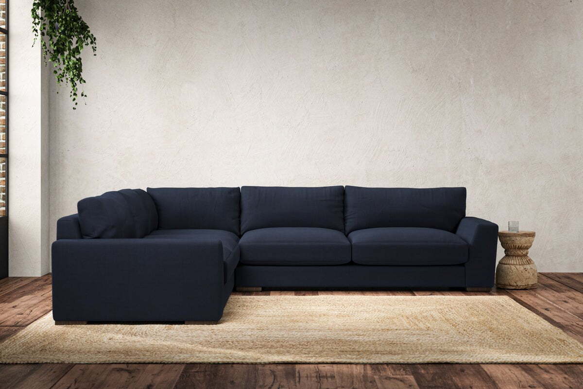 Guddu Large Left Hand Corner Sofa - Brera Linen Indigo