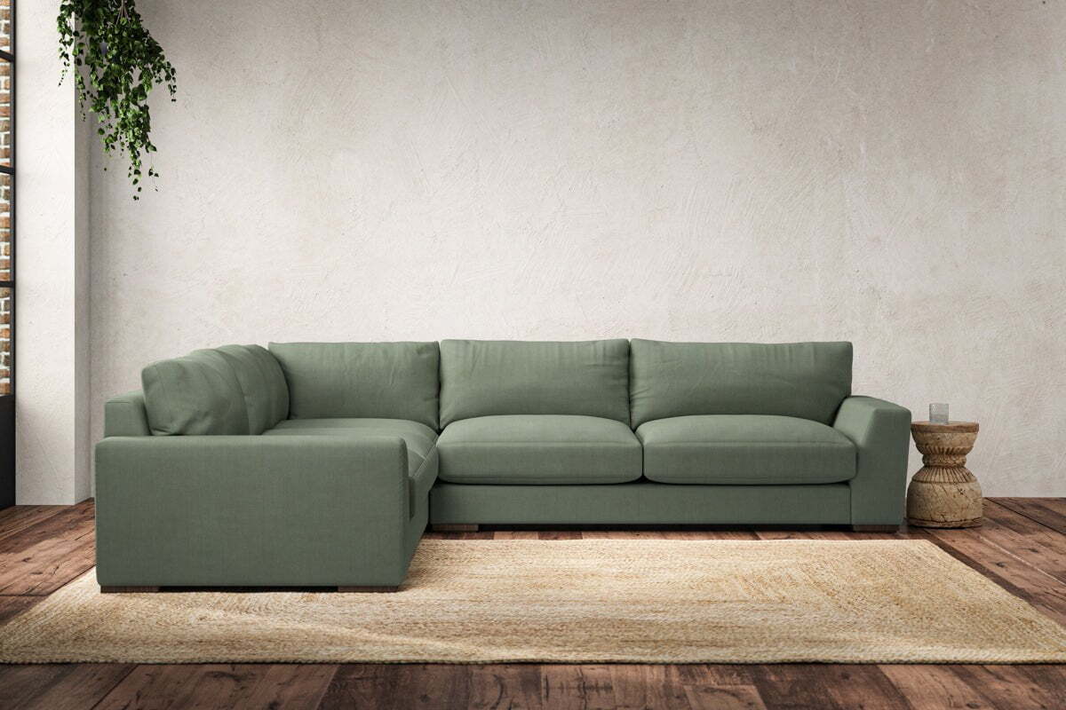 Guddu Large Left Hand Corner Sofa - Brera Linen Jade