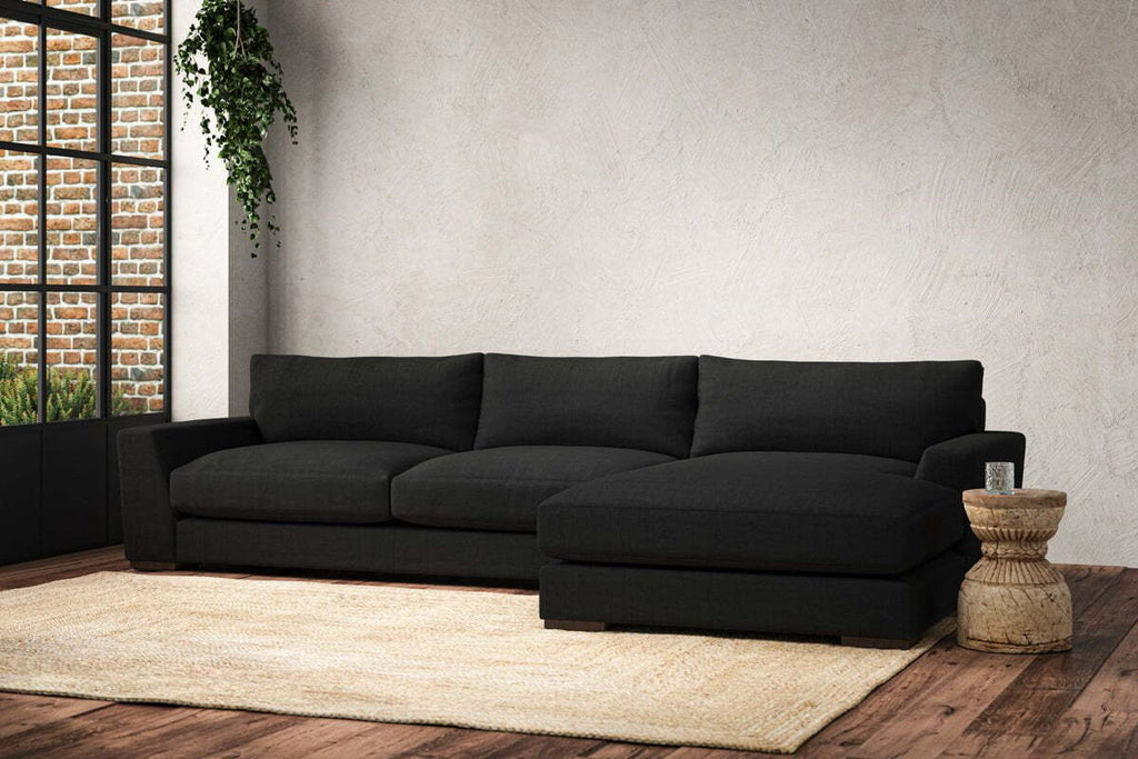 Guddu Large Right Hand Chaise Sofa - Brera Linen Charcoal