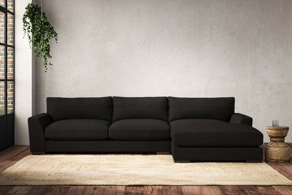 Guddu Large Right Hand Chaise Sofa - Brera Linen Charcoal