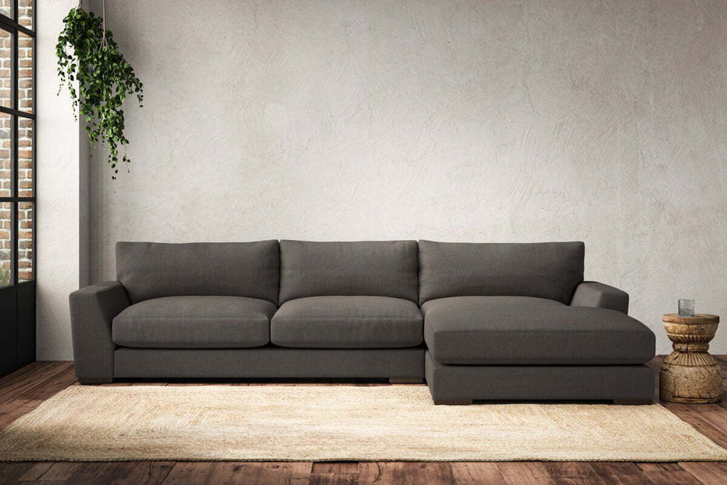 Guddu Large Right Hand Chaise Sofa - Brera Linen Granite