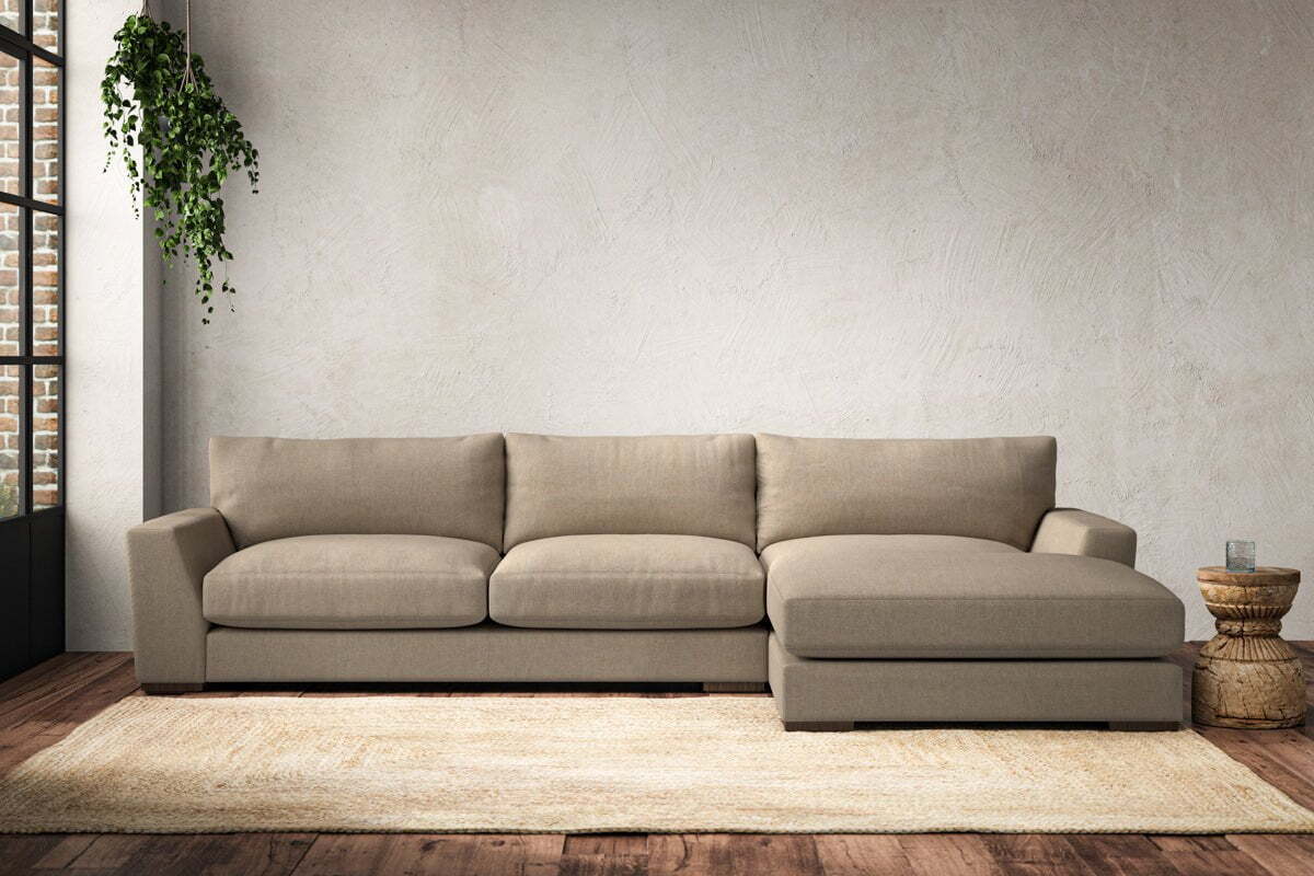 Guddu Large Right Hand Chaise Sofa - Brera Linen Pebble