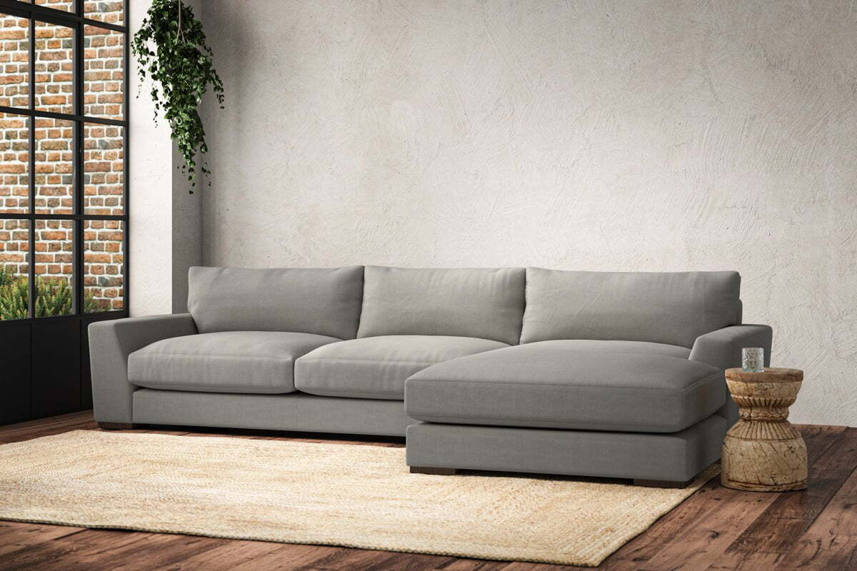 Guddu Large Right Hand Chaise Sofa - Brera Linen Smoke