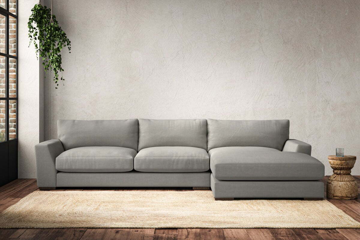 Guddu Large Right Hand Chaise Sofa - Brera Linen Smoke