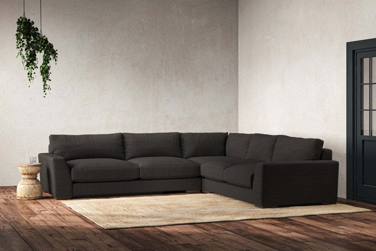 Guddu Large Right Hand Corner Sofa - Brera Linen Espresso