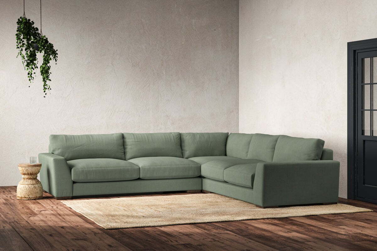 Guddu Large Right Hand Corner Sofa - Brera Linen Jade