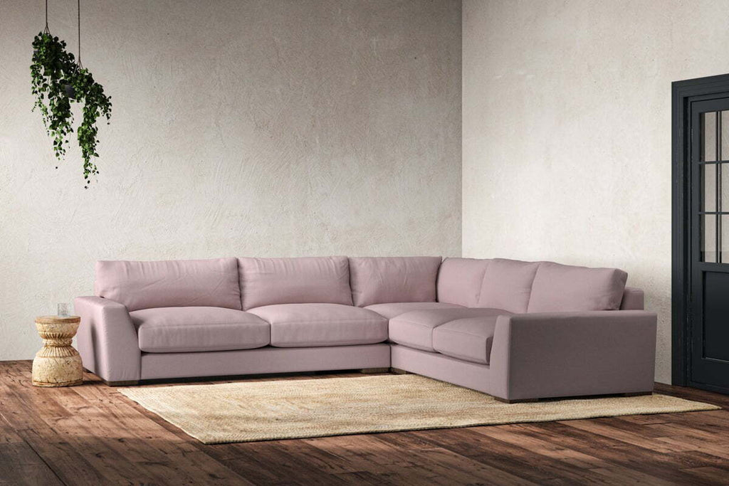 Guddu Large Right Hand Corner Sofa - Recycled Cotton Lavender