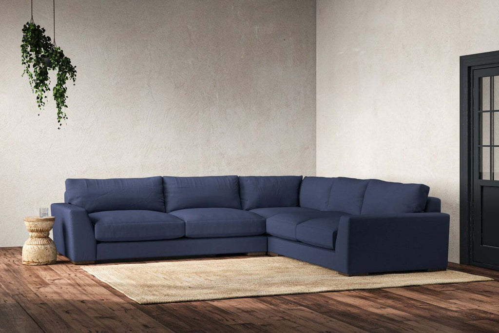 Guddu Large Right Hand Corner Sofa - Recycled Cotton Navy