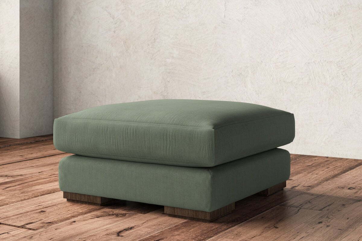 Guddu Medium Footstool - Brera Linen Jade