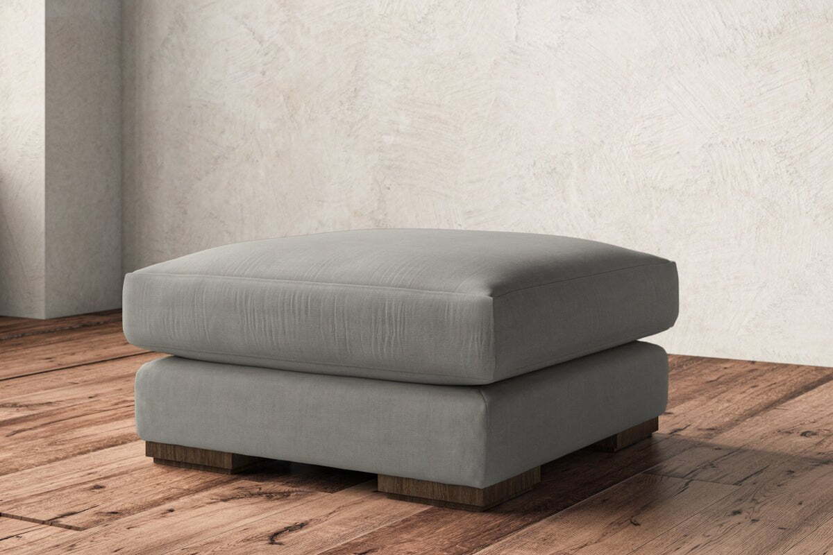 Guddu Medium Footstool - Brera Linen Smoke