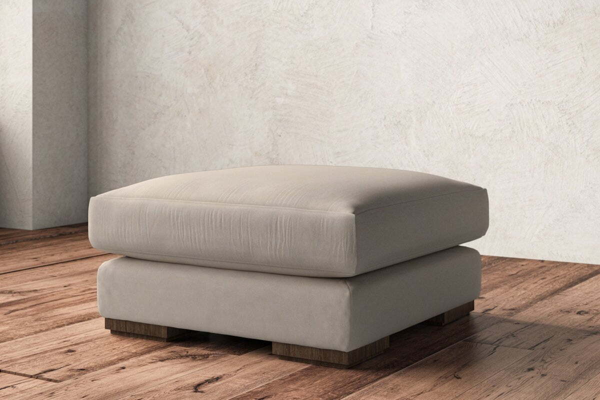 Guddu Medium Footstool - Recycled Cotton Natural