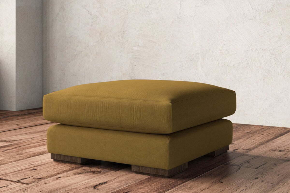 Guddu Medium Footstool - Recycled Cotton Ochre