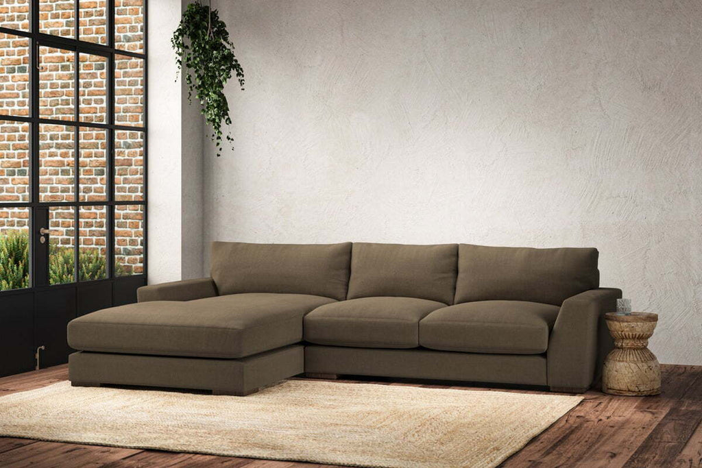 Guddu Medium Left Hand Chaise Sofa - Brera Linen Chestnut