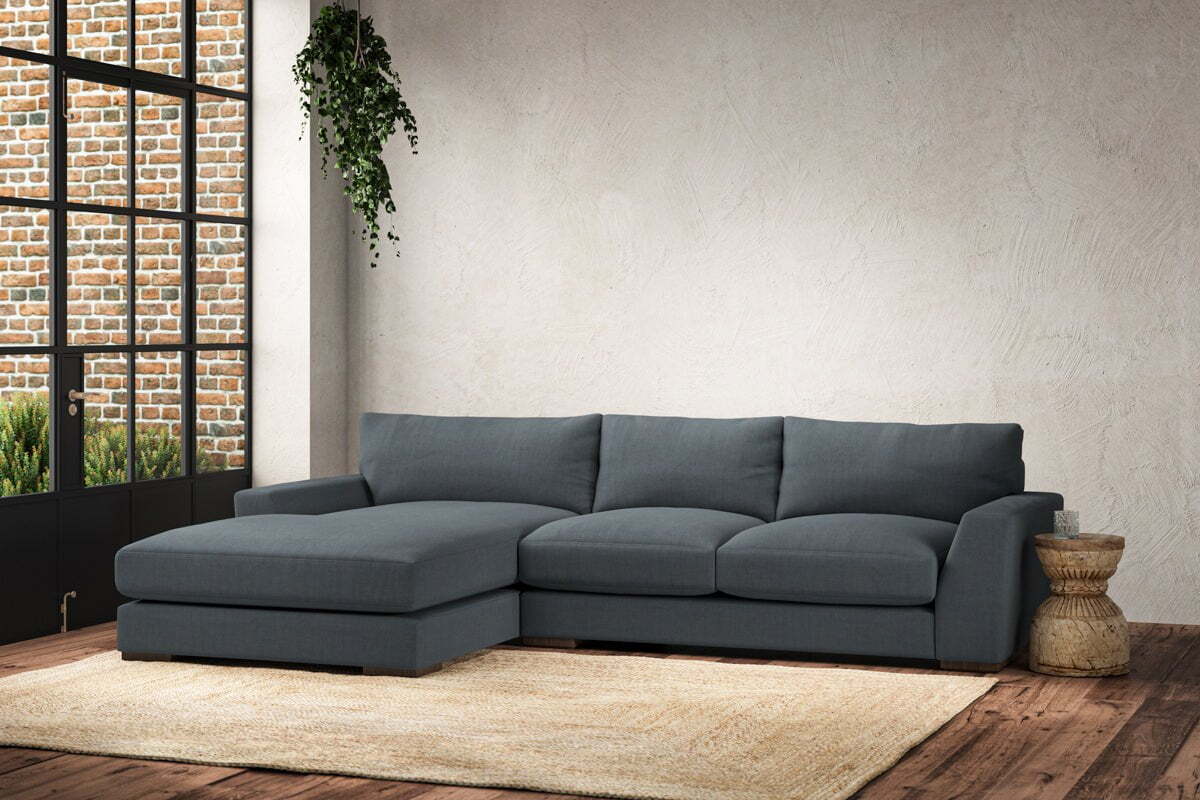 Guddu Medium Left Hand Chaise Sofa - Brera Linen Dusk