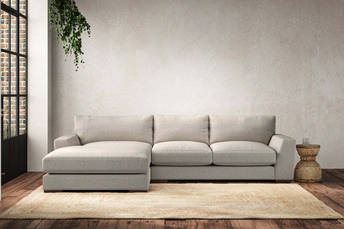 Guddu Medium Left Hand Chaise Sofa - Brera Linen Natural
