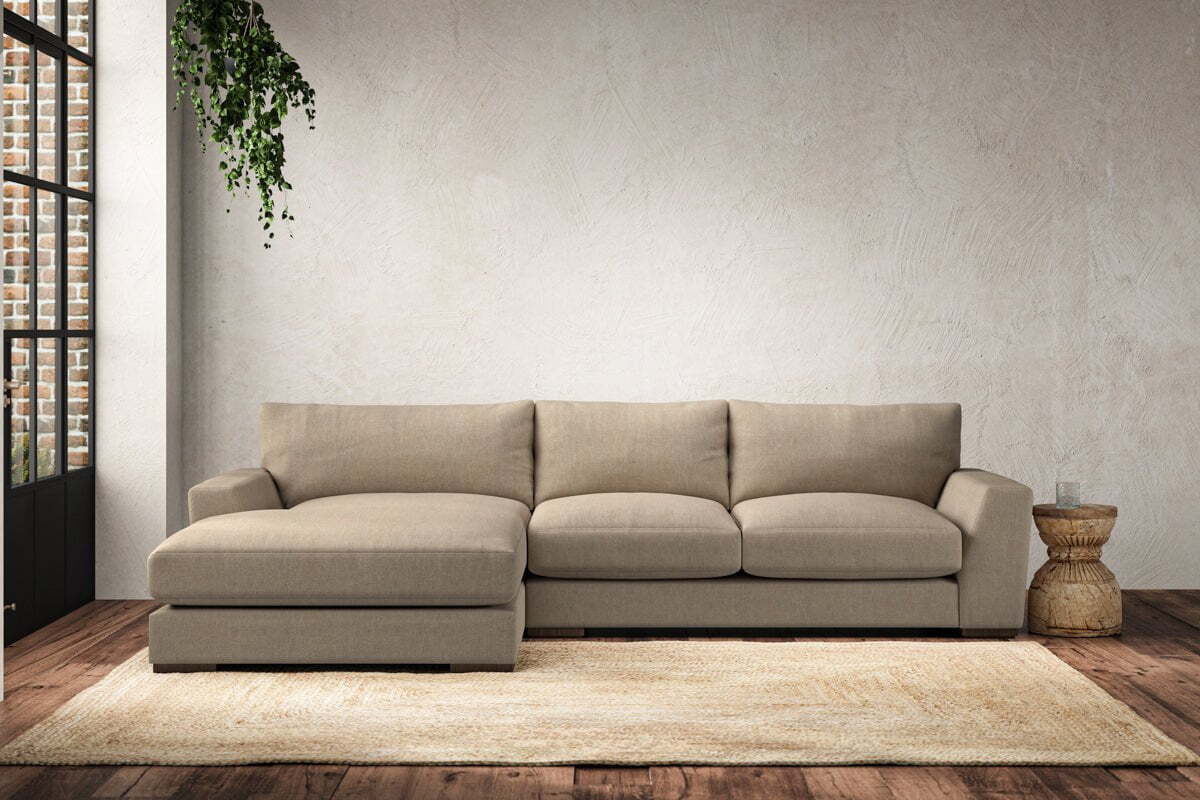 Guddu Medium Left Hand Chaise Sofa - Brera Linen Pebble