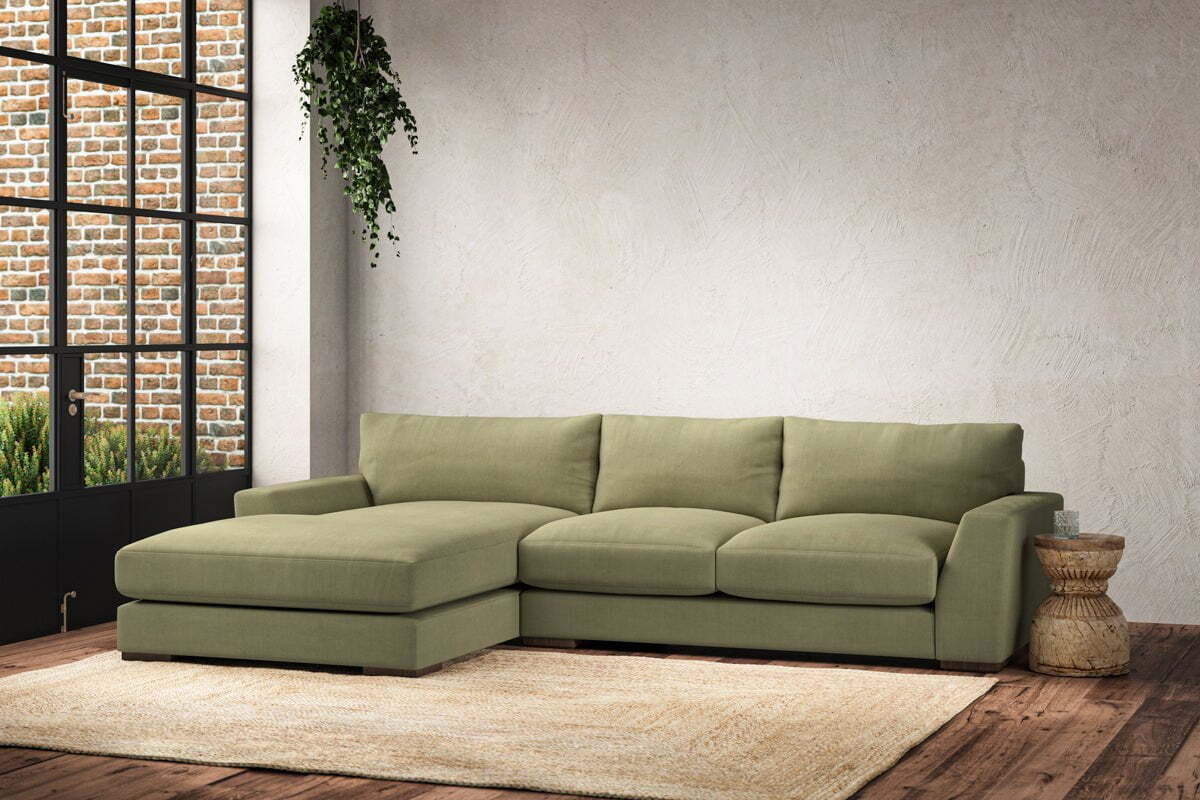 Guddu Medium Left Hand Chaise Sofa - Brera Linen Sage