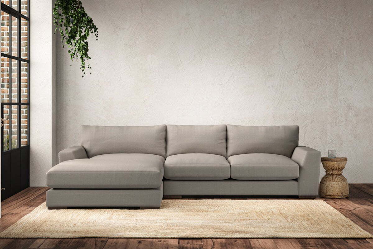 Guddu Medium Left Hand Chaise Sofa - Recycled Cotton Flax