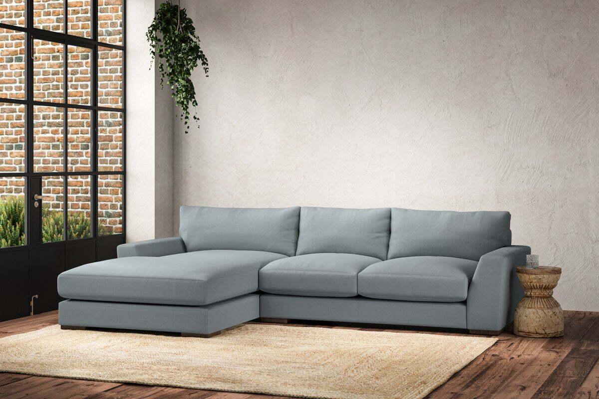 Guddu Medium Left Hand Chaise Sofa - Recycled Cotton Horizon
