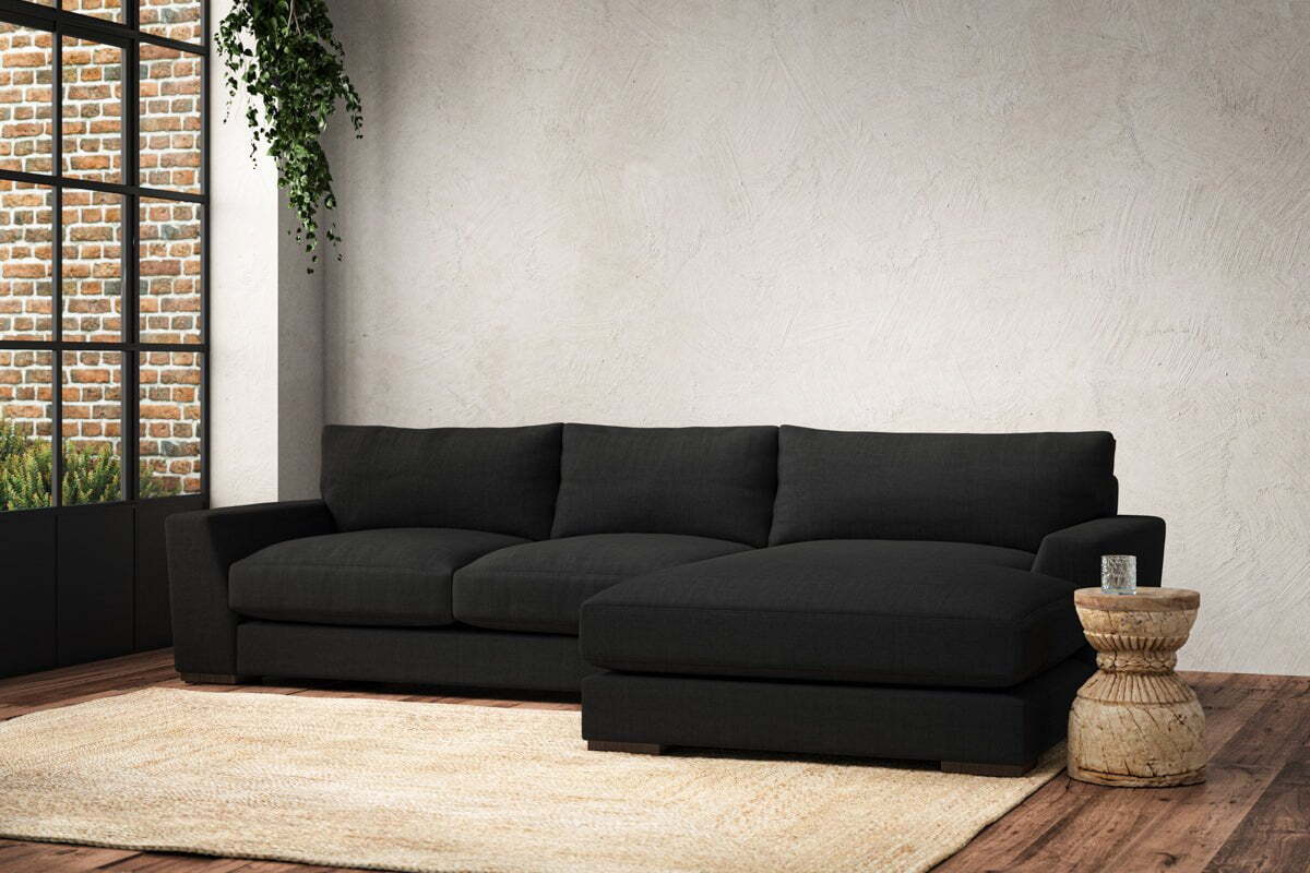 Guddu Medium Right Hand Chaise Sofa - Brera Linen Charcoal