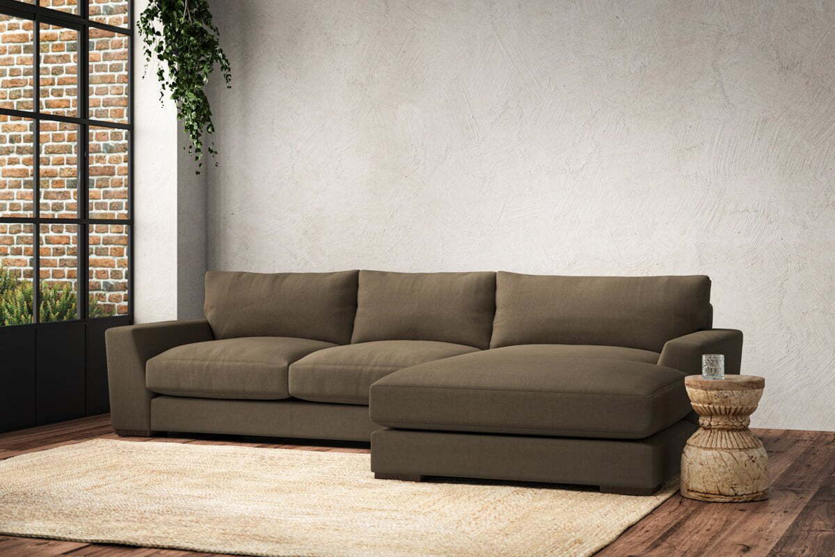 Guddu Medium Right Hand Chaise Sofa - Brera Linen Chestnut