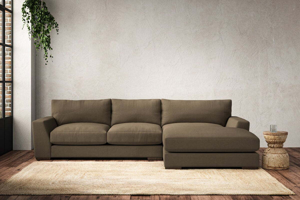 Guddu Medium Right Hand Chaise Sofa - Brera Linen Chestnut