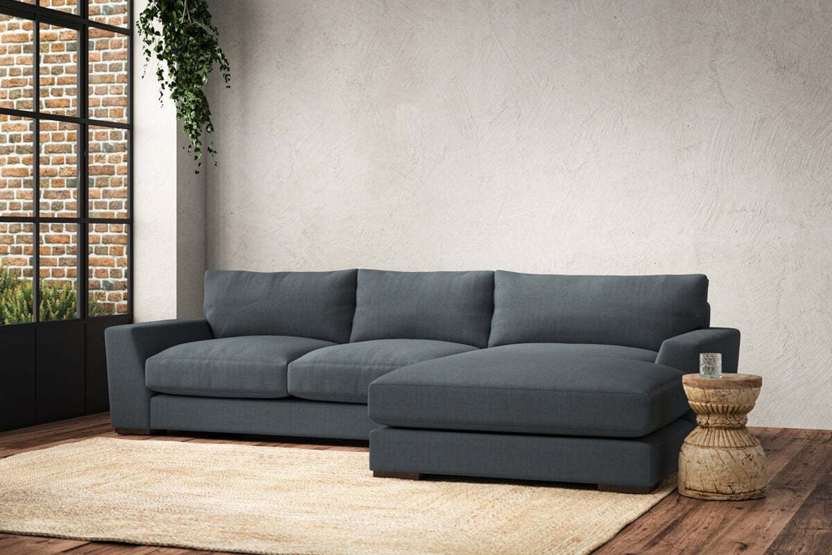 Guddu Medium Right Hand Chaise Sofa - Brera Linen Dusk
