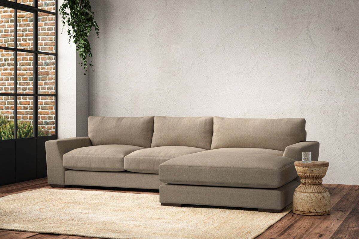Guddu Medium Right Hand Chaise Sofa - Brera Linen Pebble