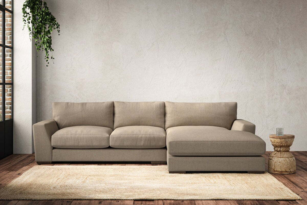 Guddu Medium Right Hand Chaise Sofa - Brera Linen Pebble