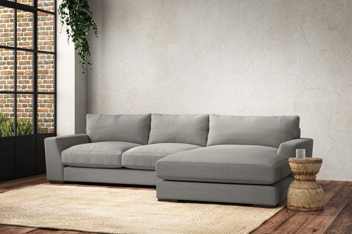Guddu Medium Right Hand Chaise Sofa - Brera Linen Smoke
