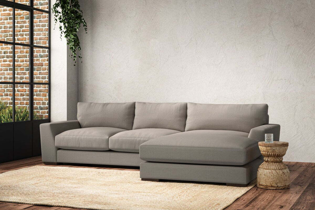 Guddu Medium Right Hand Chaise Sofa - Recycled Cotton Flax